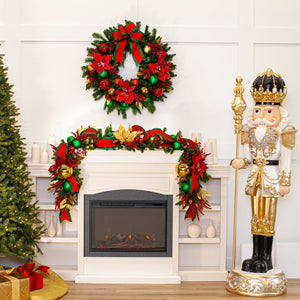 6 FT White & Gold King Nutcracker with Music & Warm White LED Lights