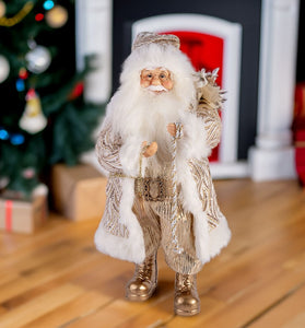 32" Gold & White Santa Claus