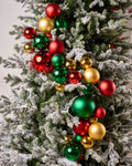 4 FT Red, Gold, & Green Shiny & Matte Ball Garland