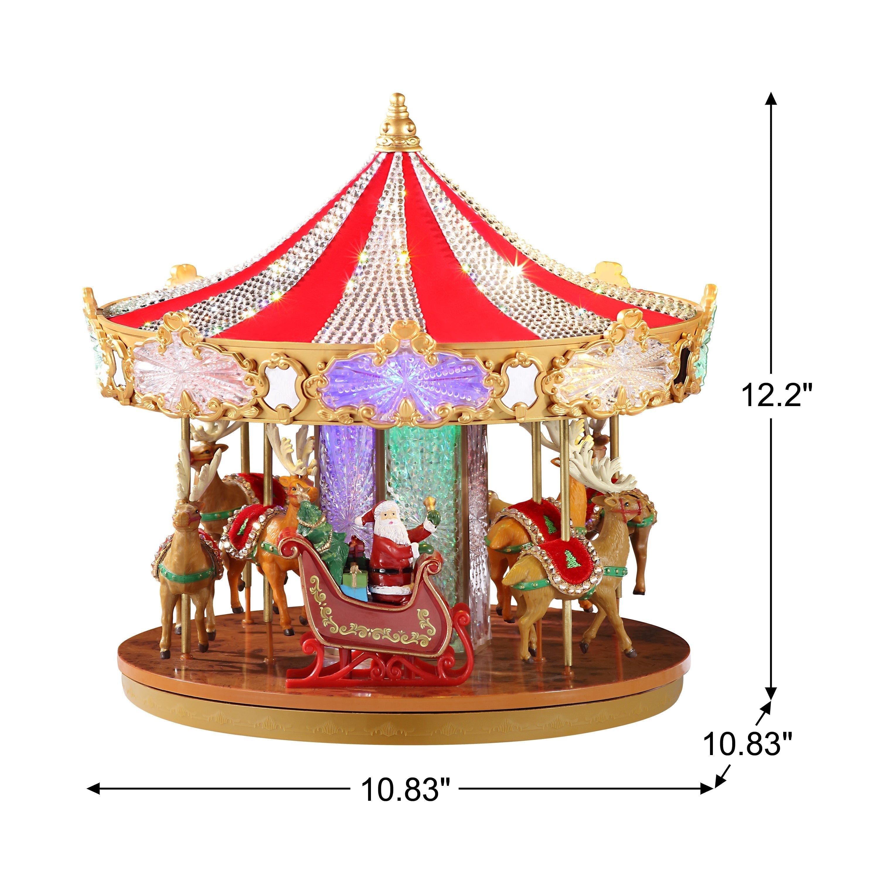 12 in. Animated Crystal Very Merry Carousel