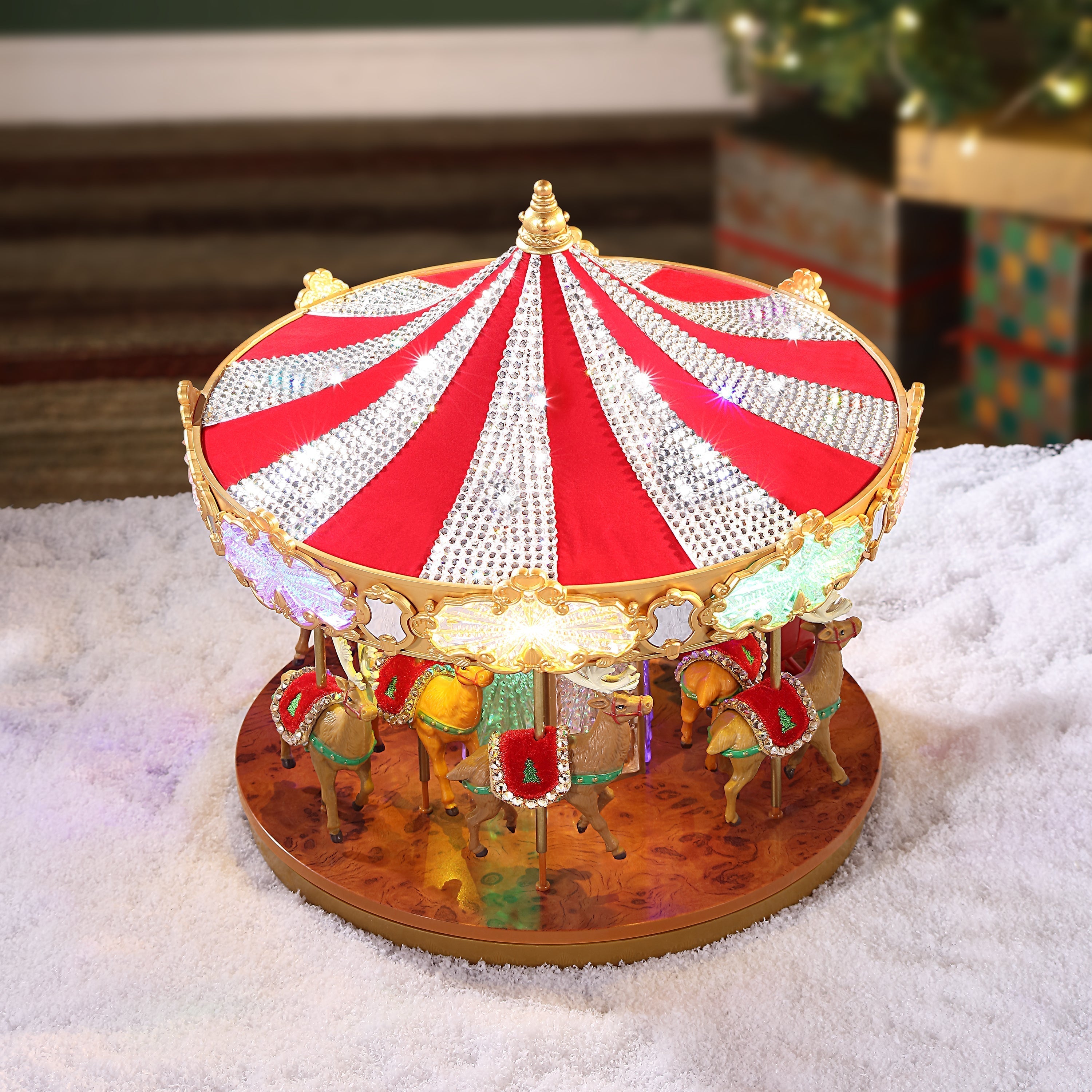 12 in. Animated Crystal Very Merry Carousel