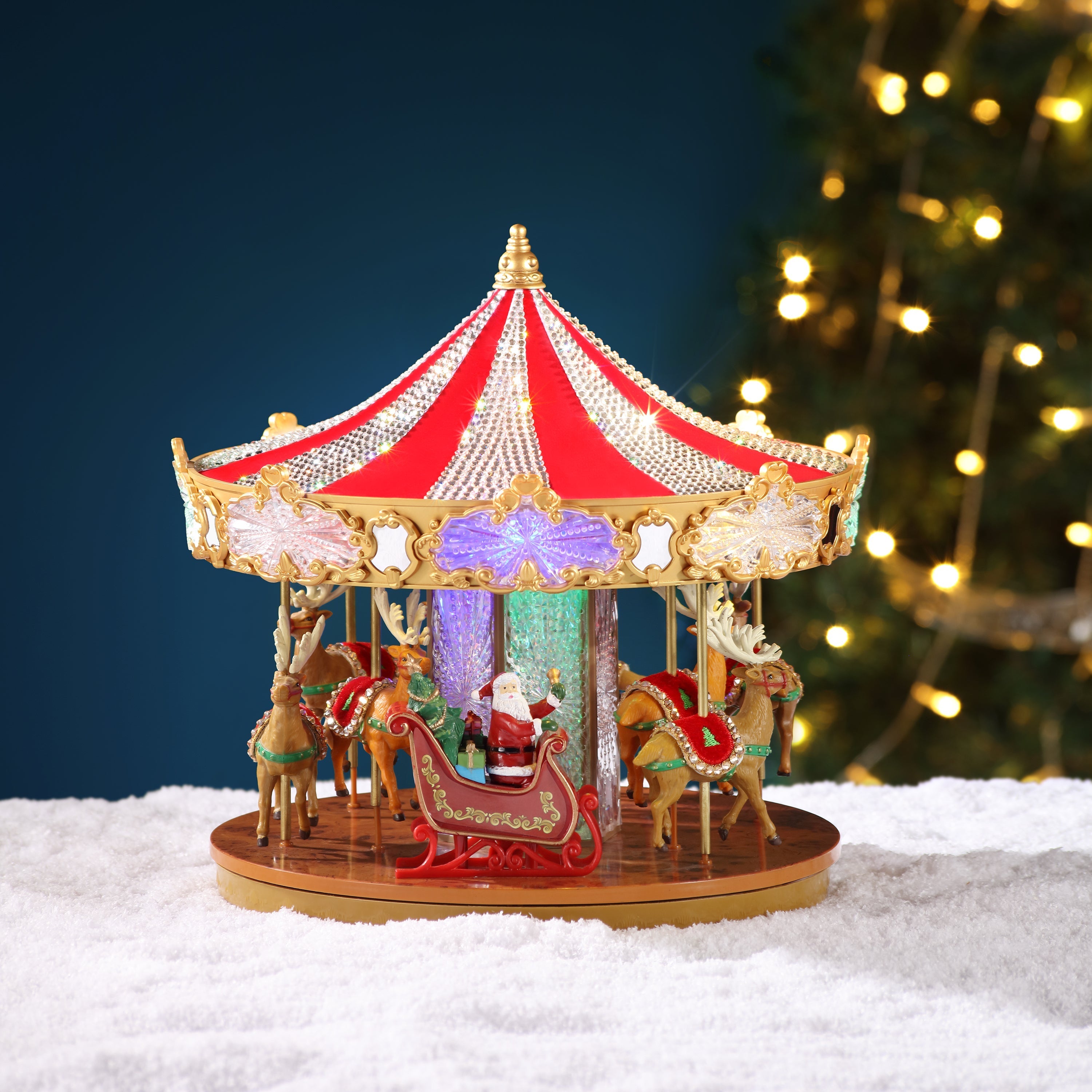 12 in. Animated Crystal Very Merry Carousel