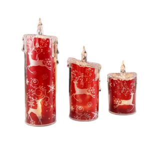 Red Deer & Snowflake Candle Set