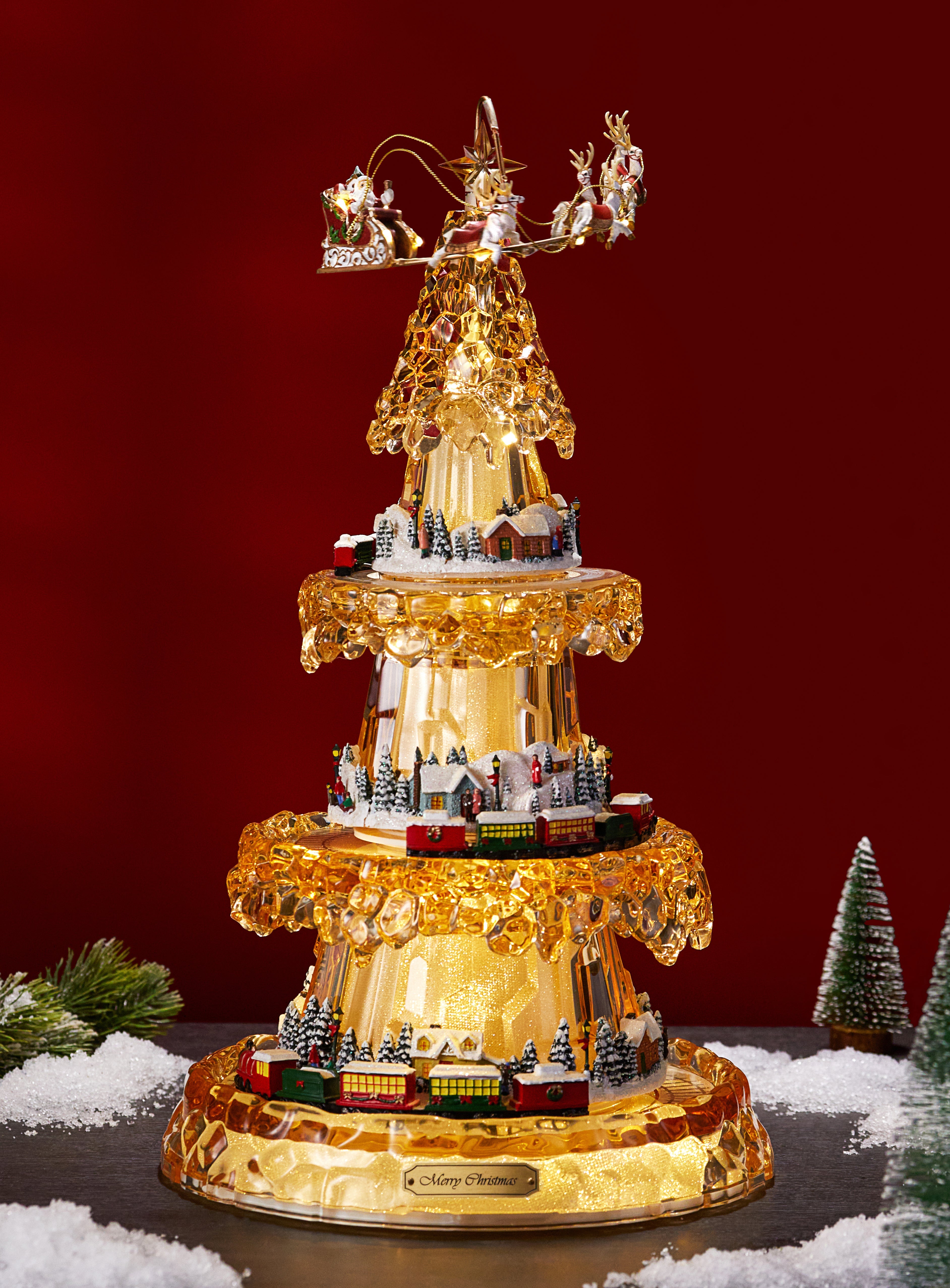 Gold Christmas Three-Tier Tree Village