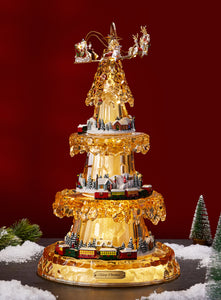 Gold Christmas Three-Tier Tree Village