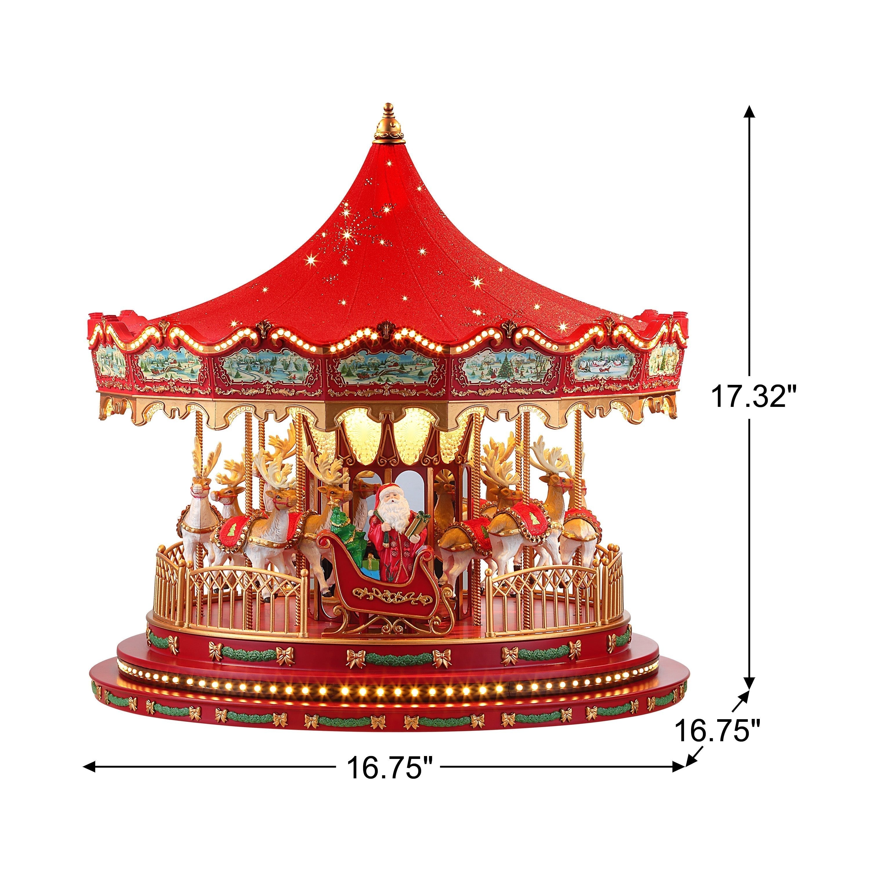 17 in. Animated Deluxe Crystal Carousel - Red