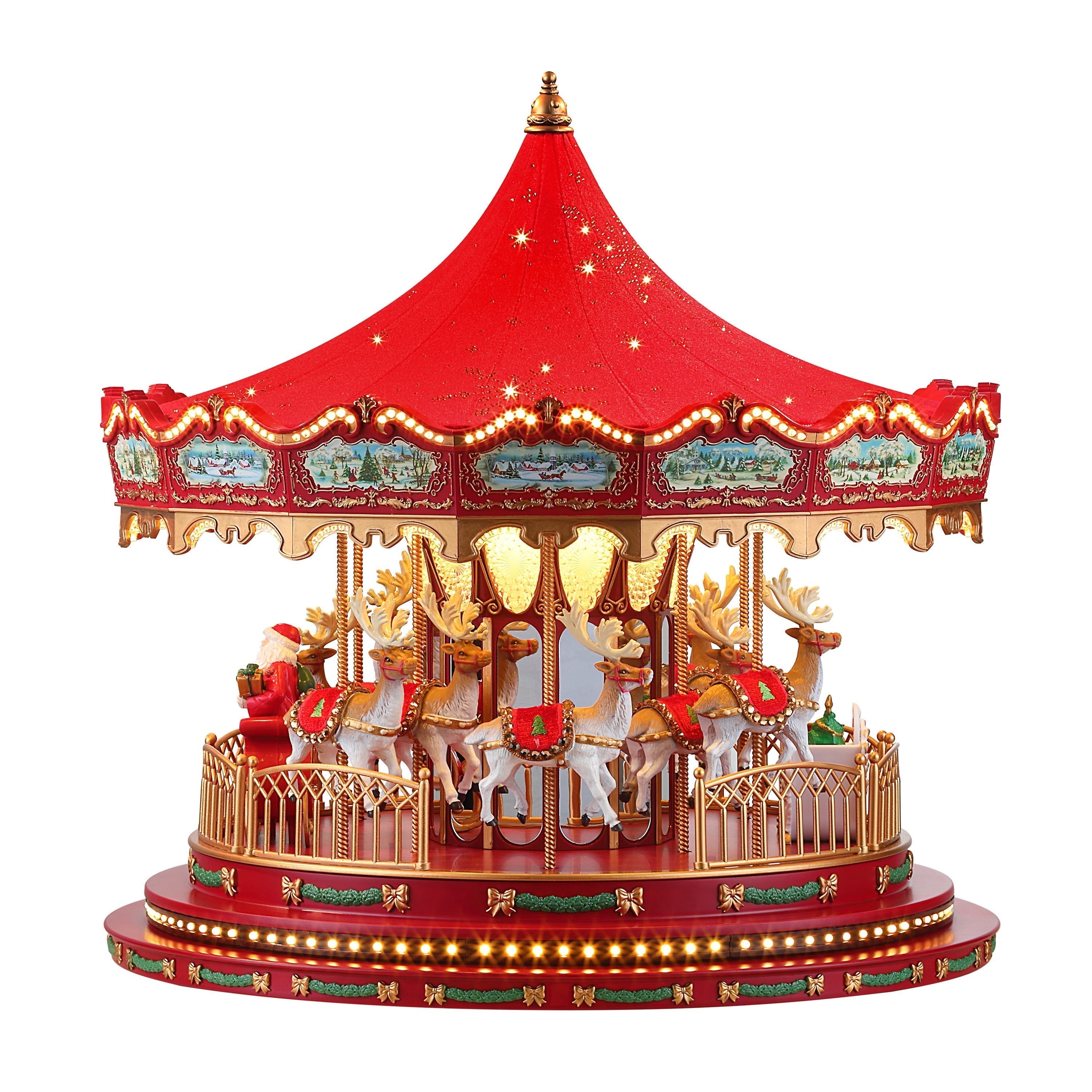 17 in. Animated Deluxe Crystal Carousel - Red