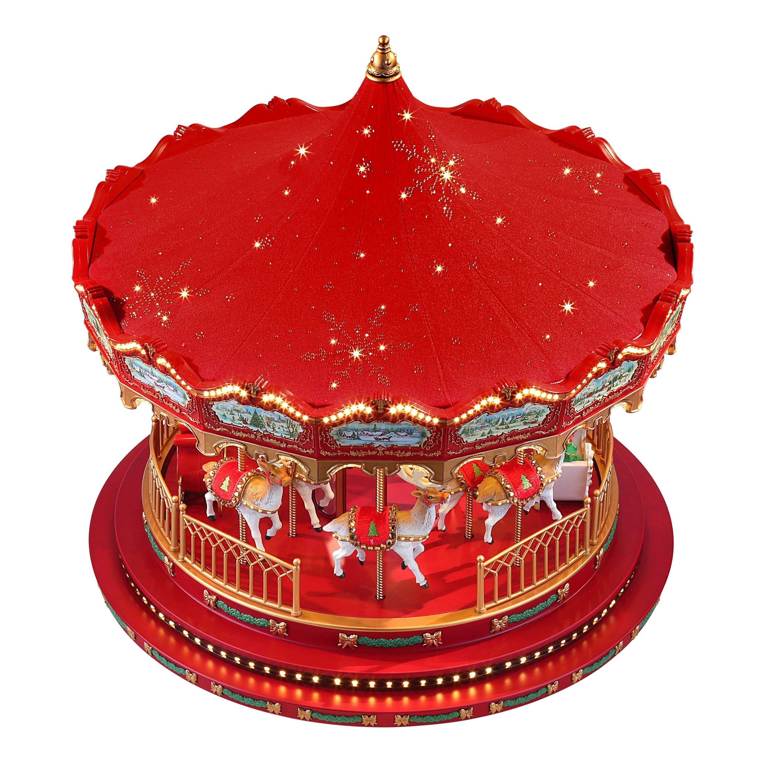 17 in. Animated Deluxe Crystal Carousel - Red