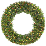 60'' Prelit Christmas Wreath Wintry Pine with 400 Warm White LED Lights, Artificial Wreath with 792 PVC Branch Tips, Adorned with Pinecones & Red Berries, Plug in