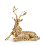 22.5" Gilded Laying Deer With Wreath