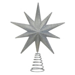 12" Lit Silver Glitter Star Tree Topper