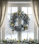 24" Silver & Gold Frosted Fir Wreath