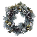 24" Silver & Gold Frosted Fir Wreath