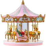 12" Musical & Animated Pink Crystal Carousel