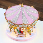 12" Musical & Animated Pink Crystal Carousel