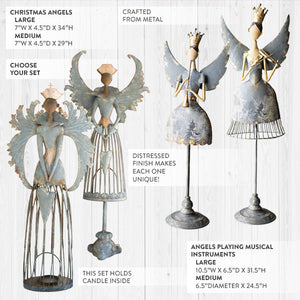 HUGE Whimsical Metal Christmas Angels, Choose Your Style