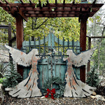 Distressed Metal Angel Silhouette Christmas Yard Stakes, Set of 2