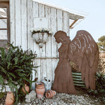 Rustic Metal Angel Silhouette Christmas Yard Stakes