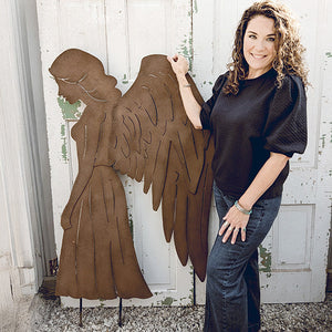 Rustic Metal Angel Silhouette Christmas Yard Stakes