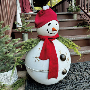 30 Inch Tall Outdoor Metal Bell Snowman