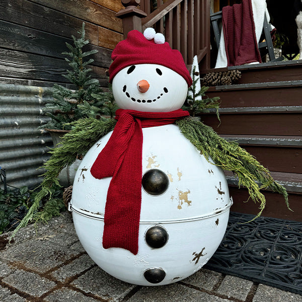 30 Inch Tall Outdoor Metal Bell Snowman