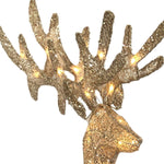 Pre-lit 47 Inch Champagne Outdoor Standing Reindeer with Bow