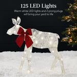 2-Piece Lighted 2D Christmas Moose Set Outdoor Decor w/ 125 LED Lights - 4ft