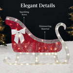 Lighted 2D Outdoor Christmas Reindeer & Sleigh Set w/ Warm White LED Lights