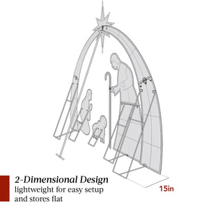 Lighted 2D Christmas Nativity Scene Outdoor Decor w/ Twinkling LED Lights