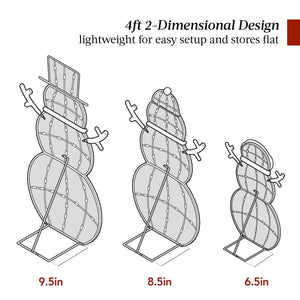 2D Lighted Snowman Family Set Outdoor Yard Decor w/ Twinkling LED Lights