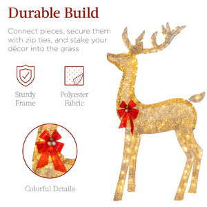 6.5ft 3-Piece Lighted Christmas Deer Set Outdoor Decor with LED Lights