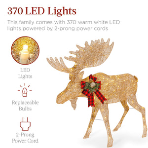 5ft 2-Piece Moose Family Lighted Outdoor Christmas Decor Set w/ LED Lights