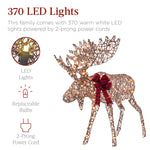 5ft 2-Piece Moose Family Lighted Outdoor Christmas Decor Set w/ LED Lights