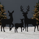 3-Piece 2D Deer Family Silhouette Yard Decoration w/ Buck, Doe, Fawn - 46in