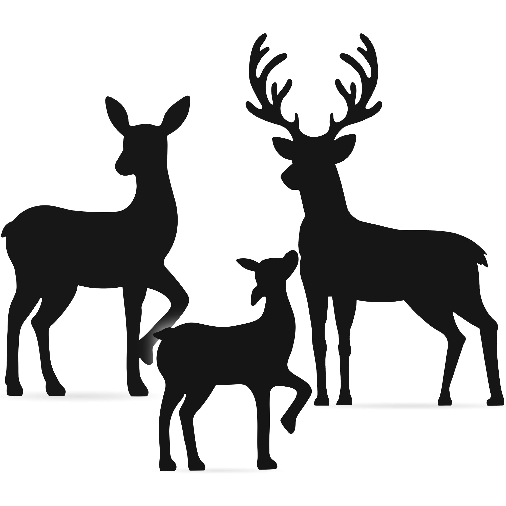 3-Piece 2D Deer Family Silhouette Yard Decoration w/ Buck, Doe, Fawn - 46in