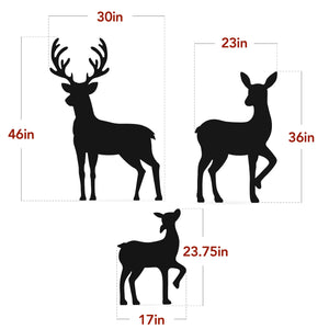 3-Piece 2D Deer Family Silhouette Yard Decoration w/ Buck, Doe, Fawn - 46in