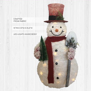 35 Inch Light Up White Frosted Snowman