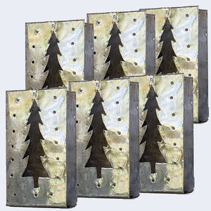 Tin Bag Christmas Tree Luminaries, Set of 6