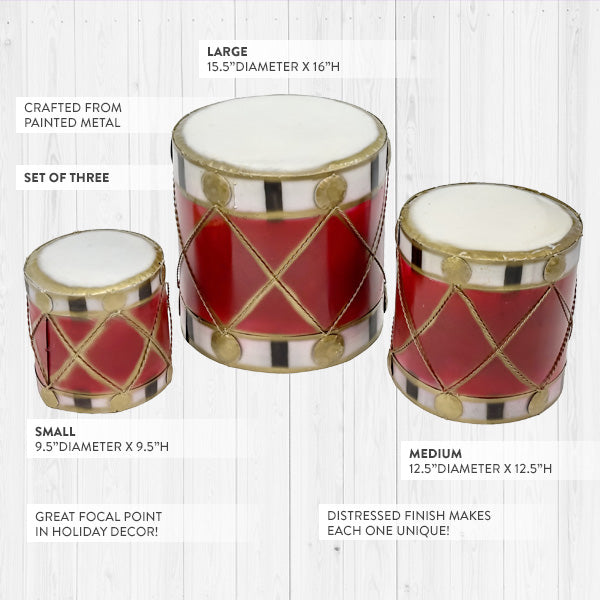 Decorative Christmas Drums, Set of 3