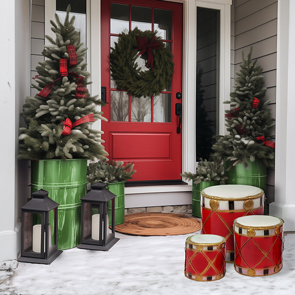 Decorative Christmas Drums, Set of 3