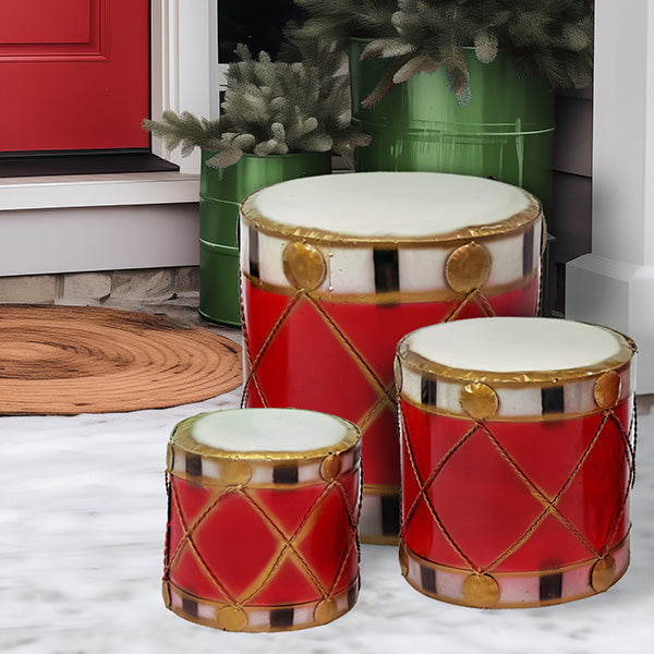 Decorative Christmas Drums, Set of 3