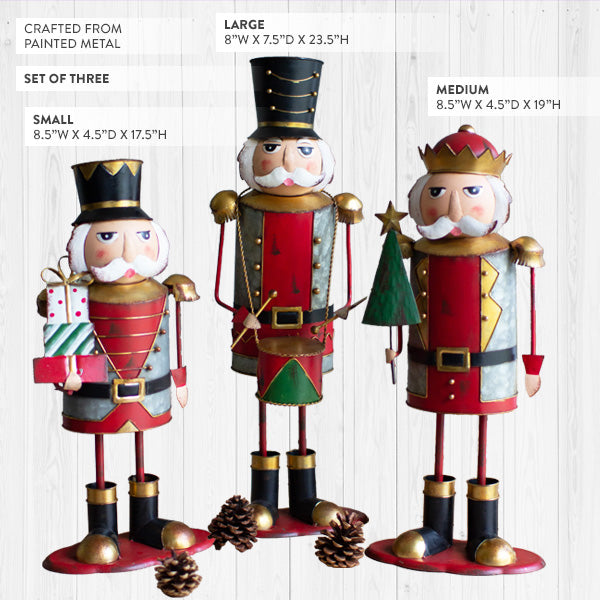 Merry Metal Nutcrackers, Set of Three